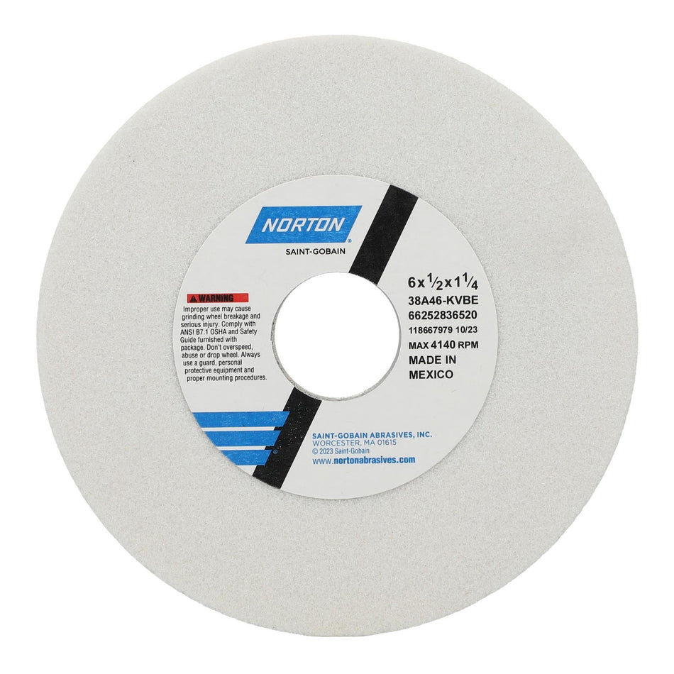 Norton 6 x 1/2 x 1-1/4 in Type 01 Toolroom Wheel 38A 46 K VBE