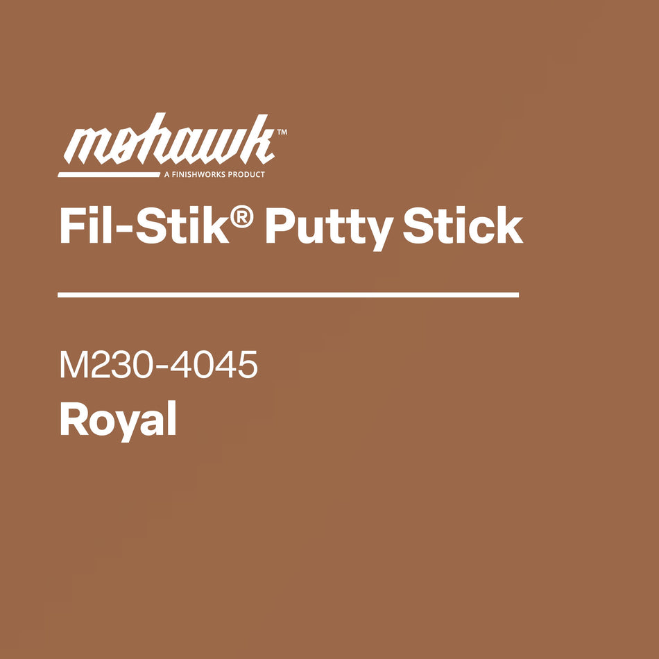 Mohawk Fil-Stik Putty Stick label on a brown background