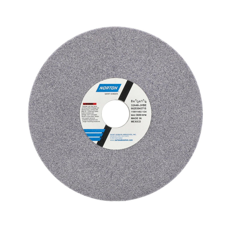 Norton 8 x 1/2 x 1-1/4 in Type 01 Toolroom Wheel 32A 46 J VBE