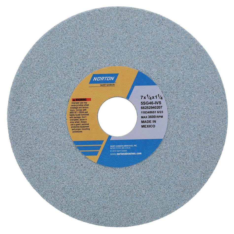 Norton 7 x 1/4 x 1-1/4 In. SG Toolroom Wheel >4 in 5SG 46 I VS Type 01