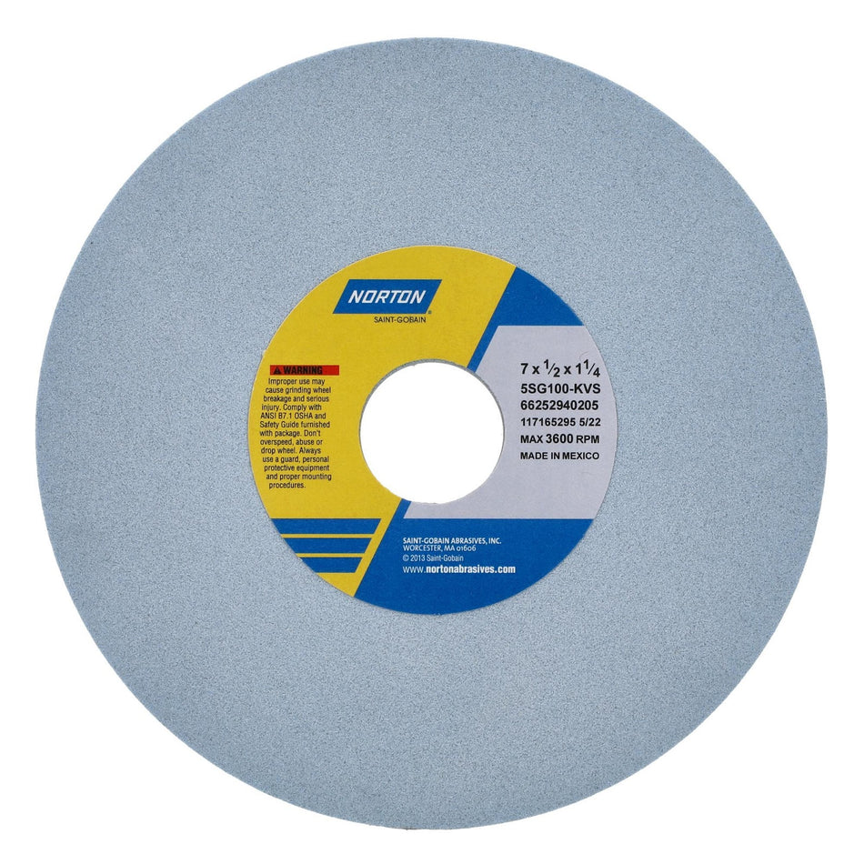 Norton 7 x 1/2 x 1-1/4 In. SG Toolroom Wheel >4 in 5SG 100 K VS Type 01