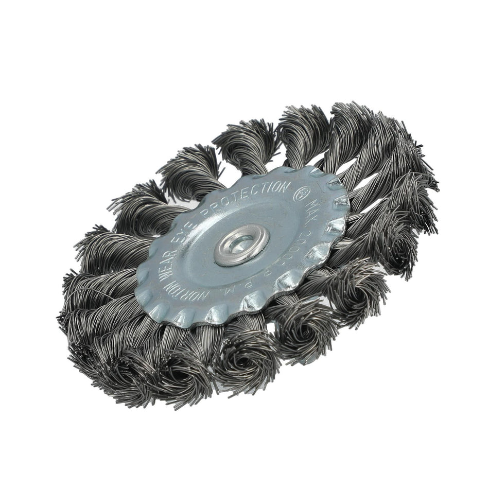 Norton 4 x 0.014 x 1/4 x 7/8 x 1/2 In. Carbon Steel Standard Twist Knot Wire Wheel Brush, 10-Pack