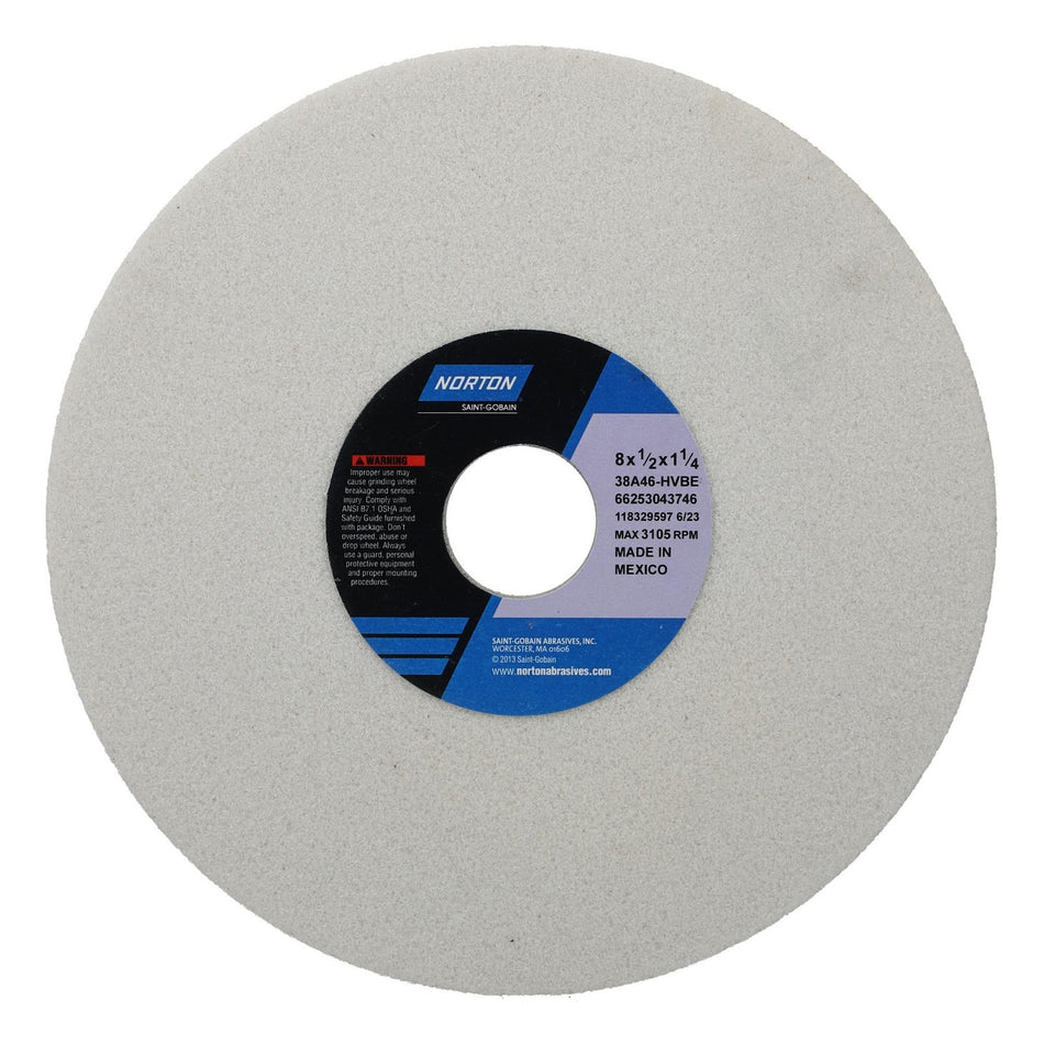 Norton 8 x 1/2 x 1-1/4 in Type 01 Toolroom Wheel 38A 46 H VBE