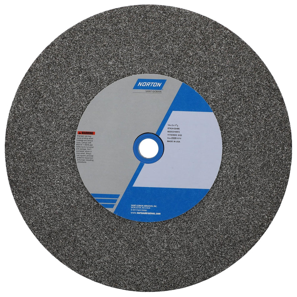 Norton 14 x 2 x 1-1/2 in Bench Straight Wheel 01 57A 24 Q VBE