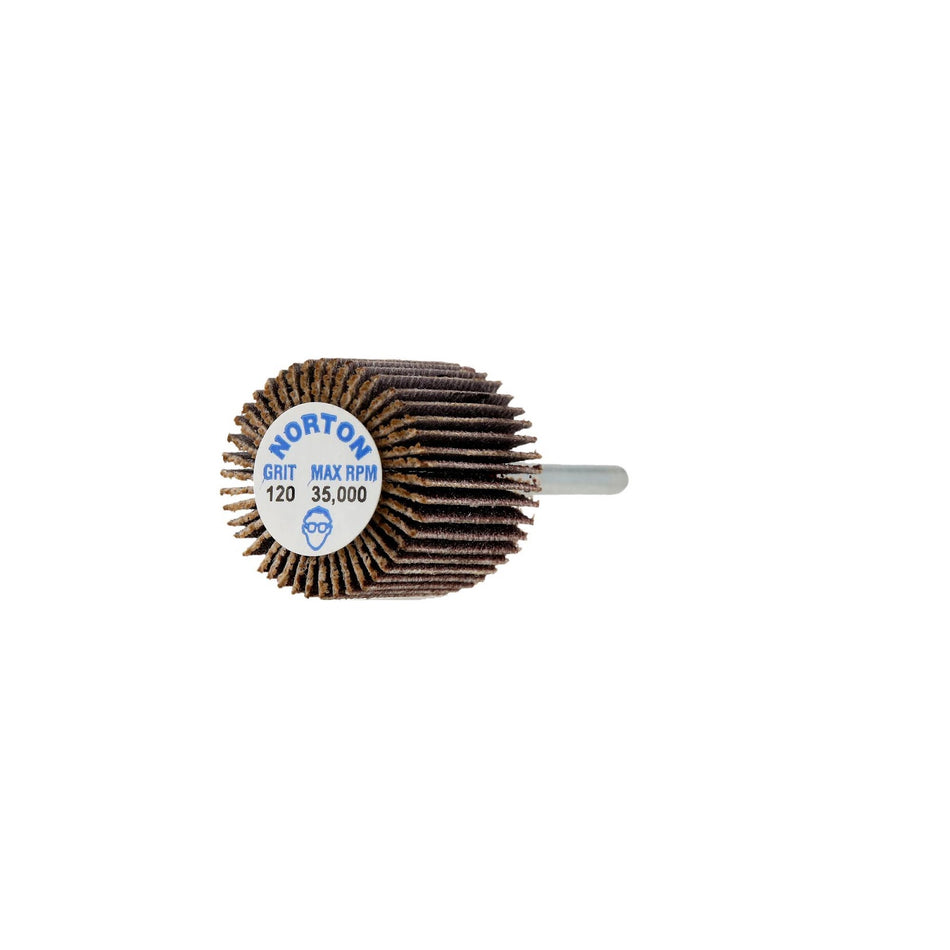 Norton 3/4 x 3/4 in Merit Spindle Flap Wheel P120 Grit R369 Aluminum Oxide, 10-Pack