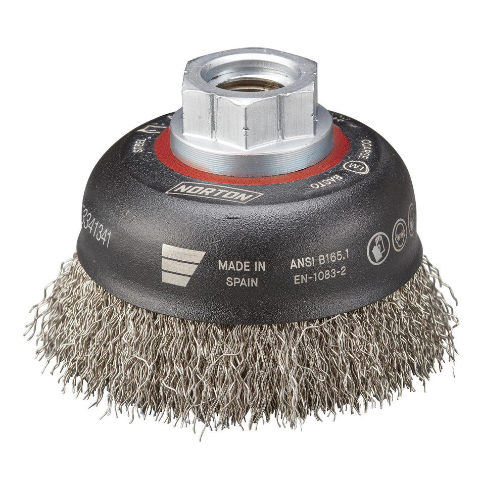 Norton 4 in x 0.02 in x 5/8 in-11 BlueFire Cup Brush