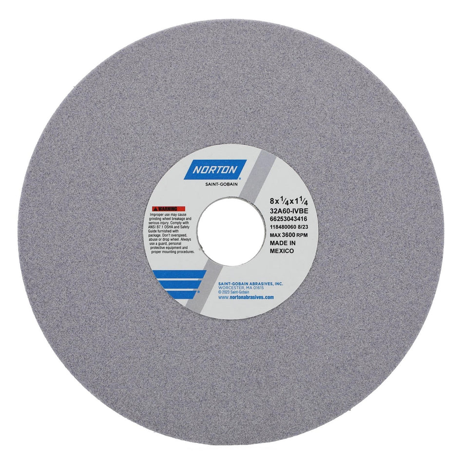 Norton 8 x 1/4 x 1-1/4 in Type 01 Toolroom Wheel 32A 60 I VBE