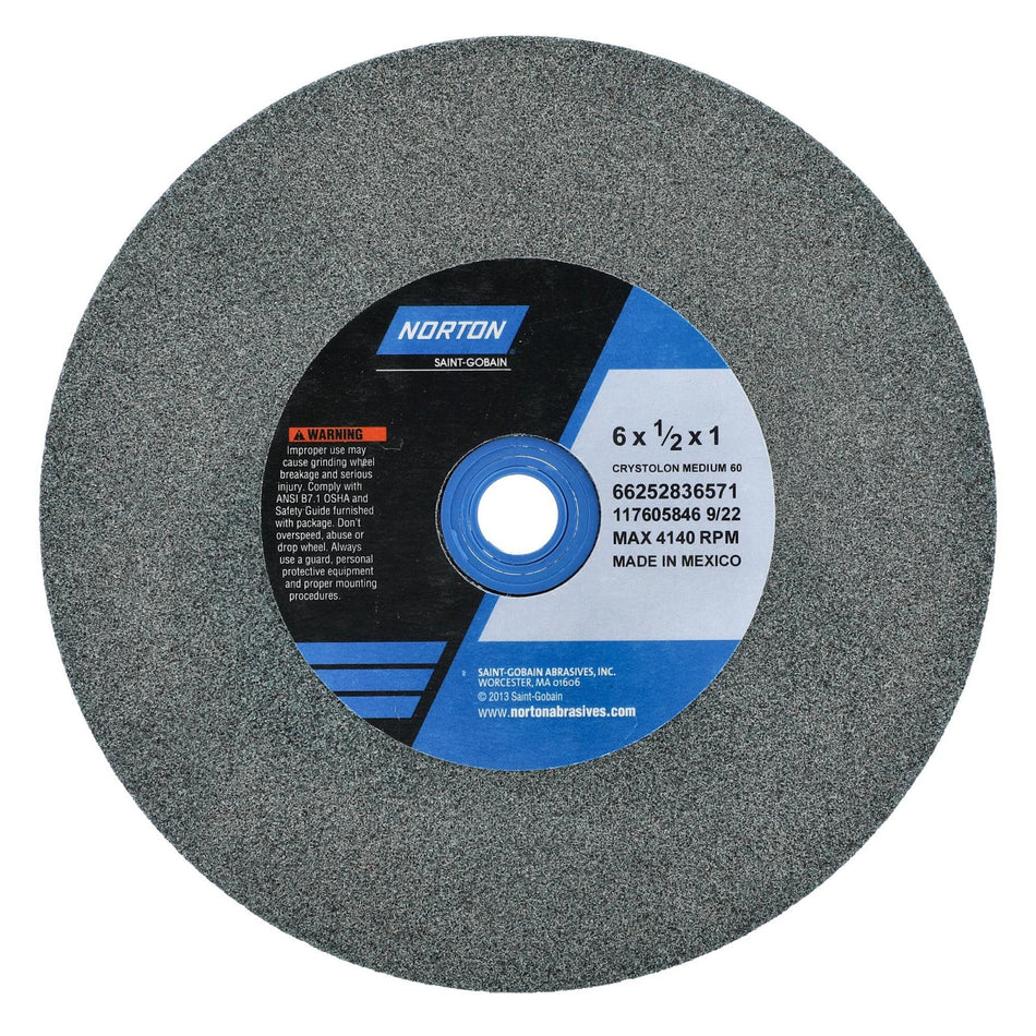 Norton 6 x 1/2 x 1 in Gemini Bench Straight Wheel 01 39C 60 J VMT