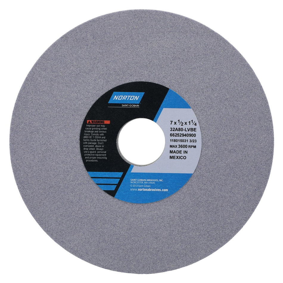 Norton 7 x 1/2 x 1-1/4 in Type 01 Toolroom Wheel 32A 80 L VBE