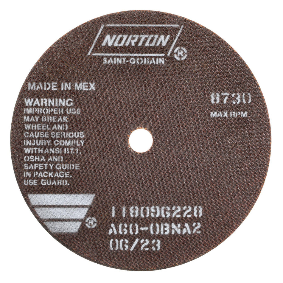 Norton 7 x 0.06 x 5/8 in OBNA2 Type 41 Reinforced Cut-Off Wheel AO 60 Grit O BNA2, 25-Pack
