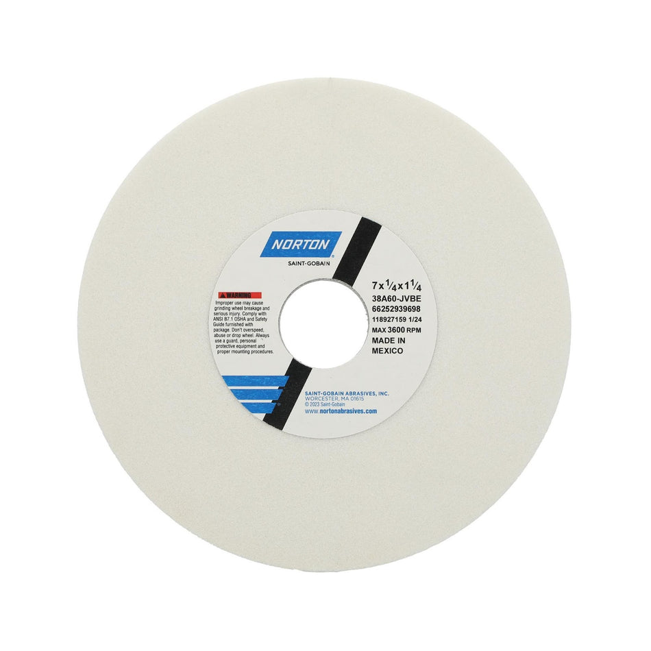 Norton 7 x 1/4 x 1-1/4 in Type 01 Toolroom Wheel 38A 60 J VBE