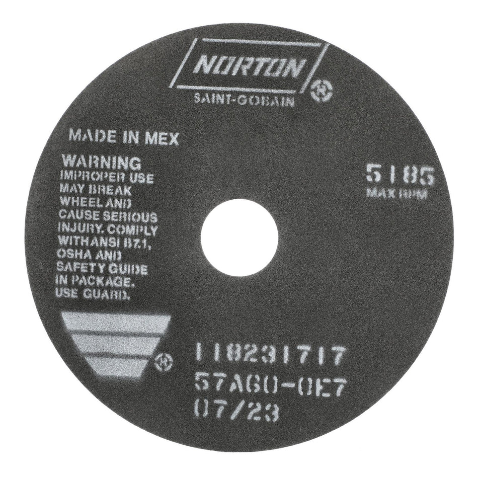 Norton 7 x 1/16 x 1-1/4 in E7 Type 41 Non-Reinforced Cut-Off Wheel AO 60 Grit O E7, 25-Pack