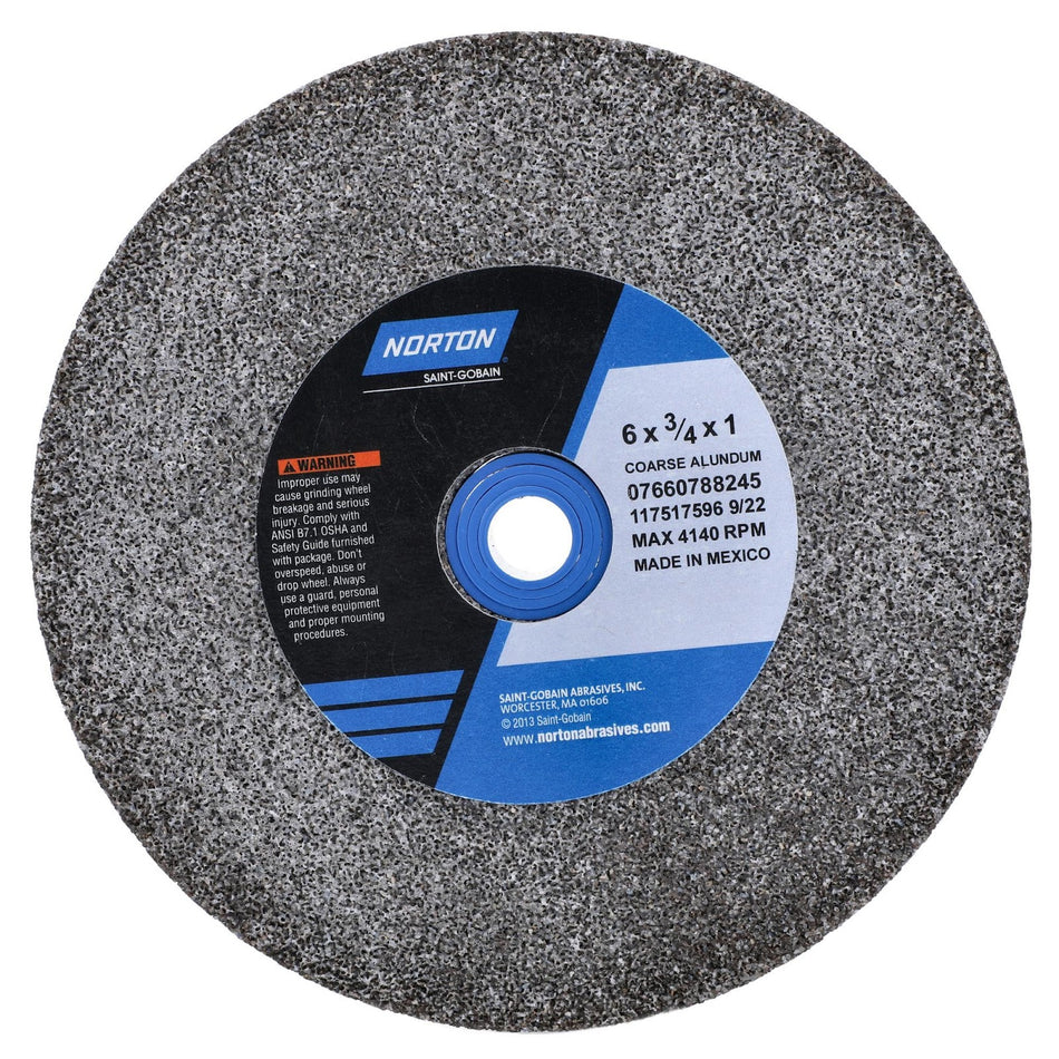 Norton 6 x 3/4 x 1 in Gemini Bench Straight Wheel 01 57A 36 P VBE