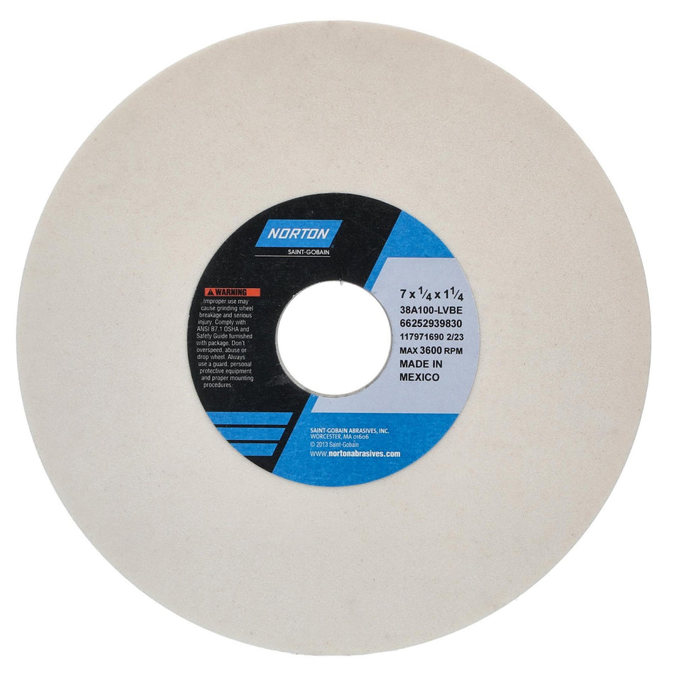 Norton 7 x 1/4 x 1-1/4 in Type 01 Toolroom Wheel 38A 100 L VBE