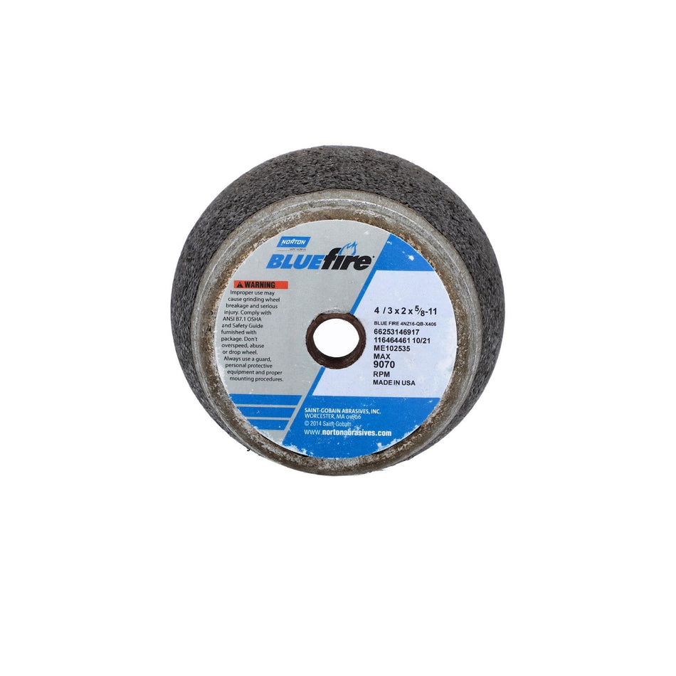 Norton 4 x 2 x 5/8 x 3/4 in BlueFire Type 11 Portable Snagging Wheel 4NV 16 Q B, 10-Pack