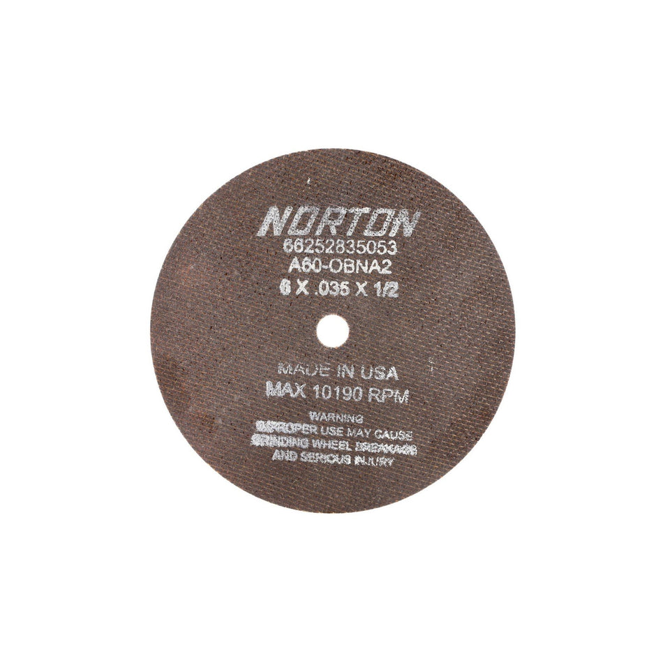 Norton 6 x 0.035 in OBNA2 Type 41 Cut-Off Wheel AO 60 Grit O, 25-Pack