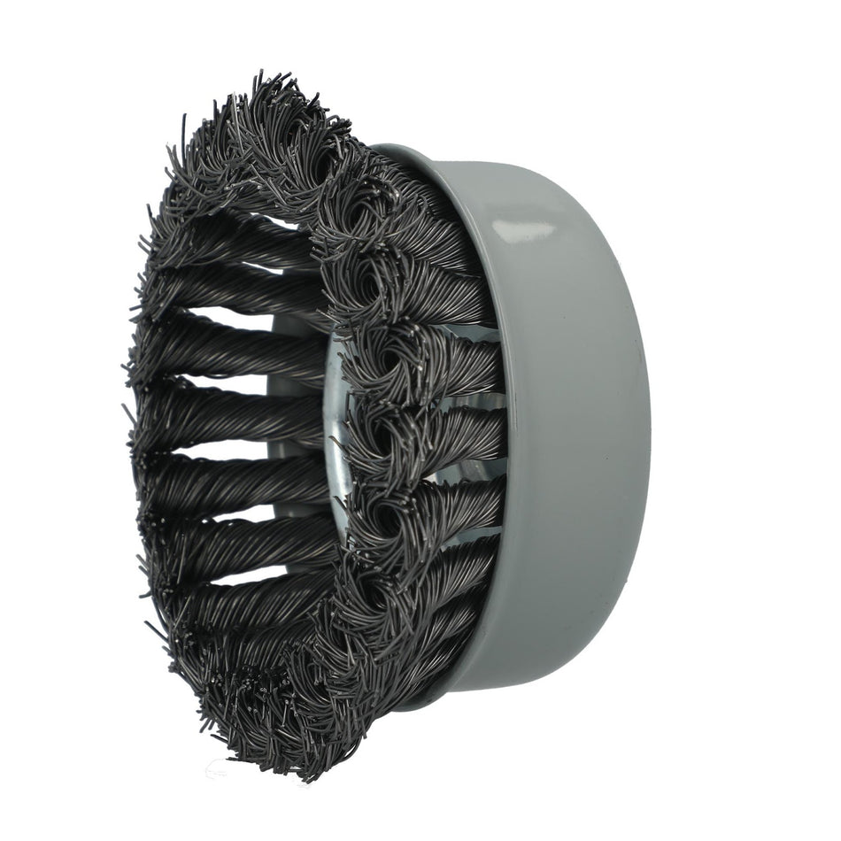 Norton 4 x 0.020 x 5/8-11 x 1 In. Carbon Steel Standard Twist Knot Wire Cup Brush, 10-Pack