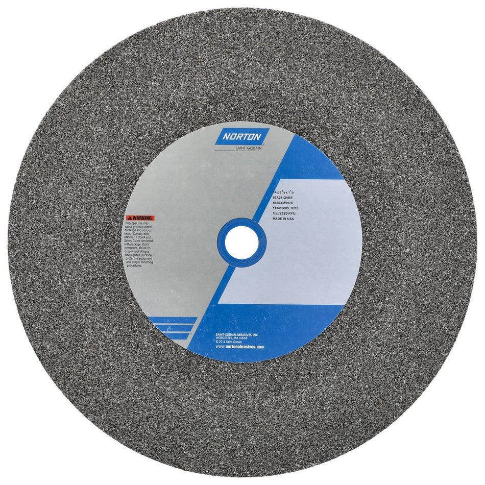 Norton 14 x 2-1/2 x 1-1/2 in Bench Straight Wheel 01 57A 24 Q VBE