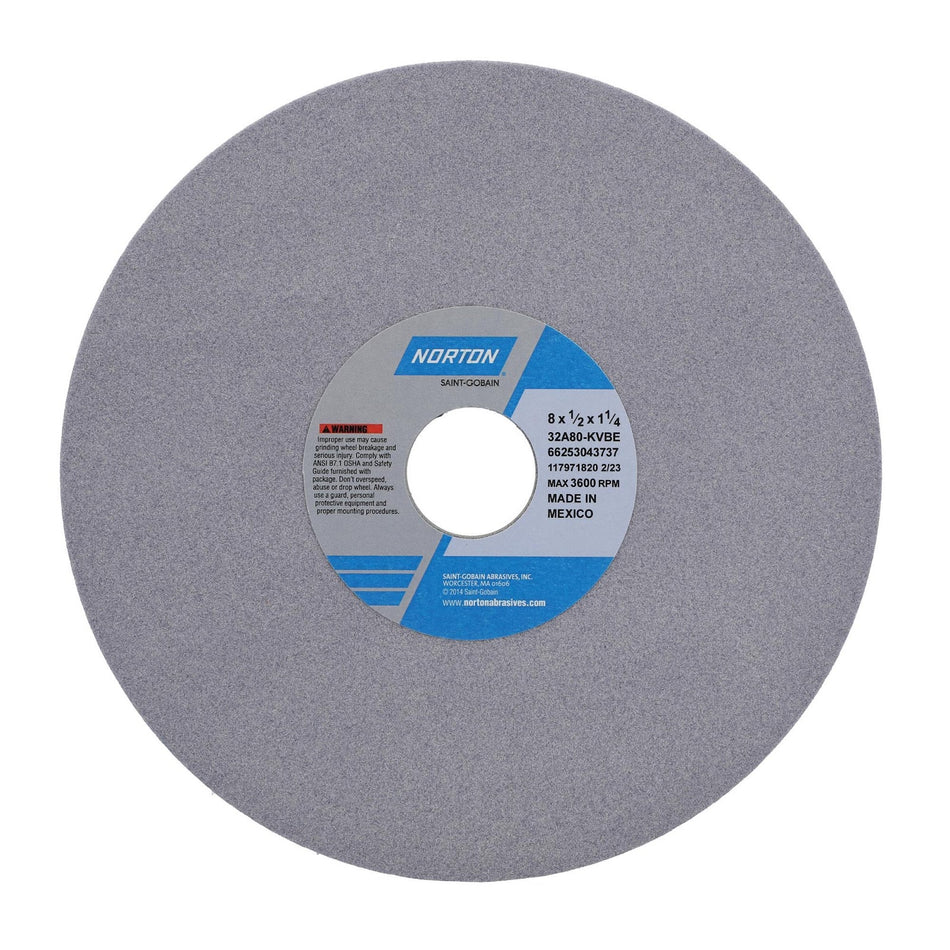 Norton 8 x 1/2 x 1-1/4 in Type 01 Toolroom Wheel 32A 80 K VBE