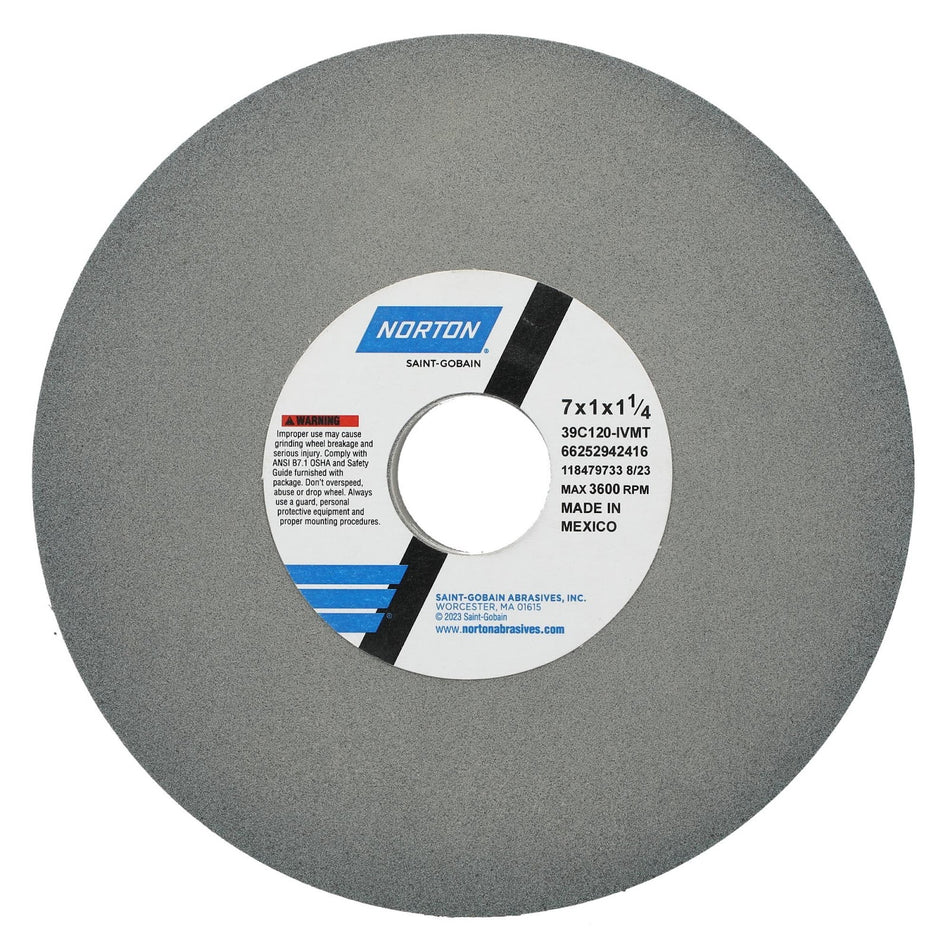 Norton 7 x 1 x 1-1/4 in Type 01 Toolroom Wheel 39C 120 J VMT