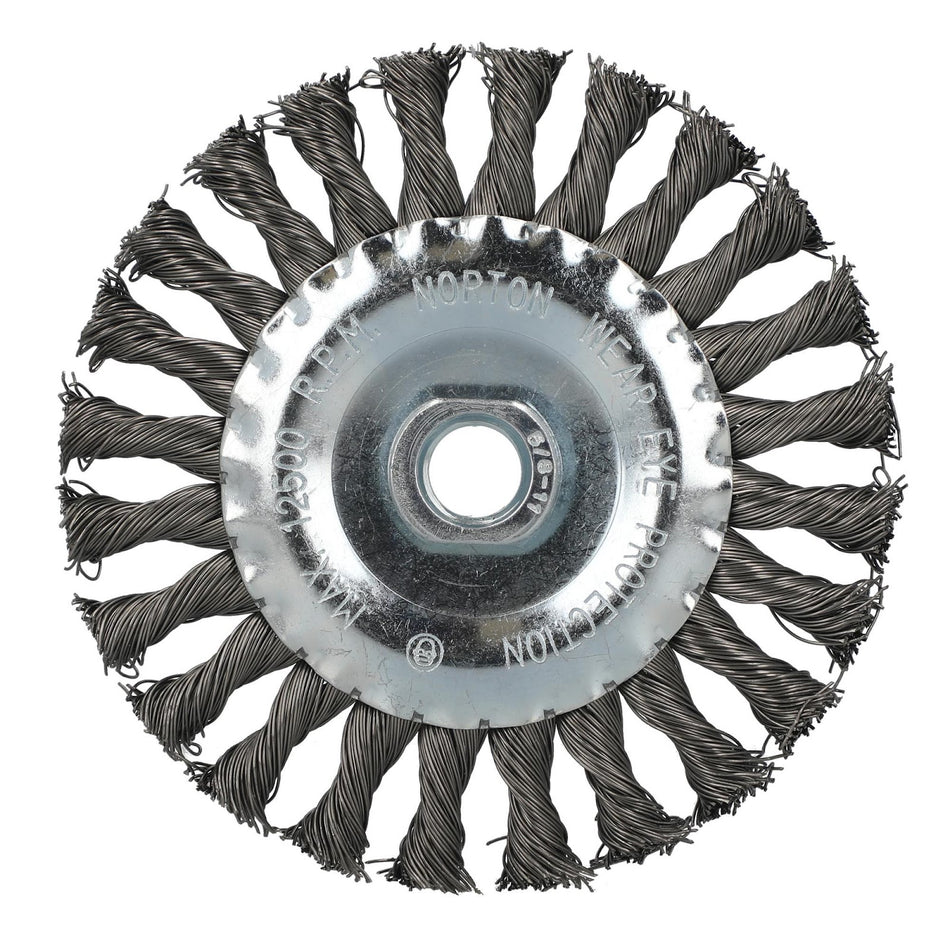 Norton 5 x 0.020 x 5/8-11 x 1 x 1/2 In. Stainless Steel Stringer Bead Twist Knot Wire Wheel Brush, 10-Pack