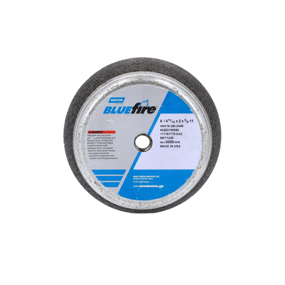 Norton 6 x 2 x 5/8 x 1-1/2 in BlueFire Type 11 Portable Snagging Wheel 4NV 16 Q B
