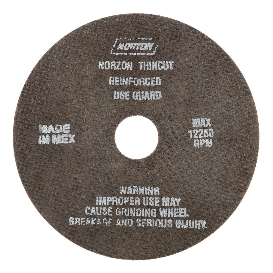 Norton 5 x 0.05 x 7/8 in NorZon Plus RightCut Type 41 Reinforced Cut-Off Wheel CA 36 Grit T BNA, 50-Pack