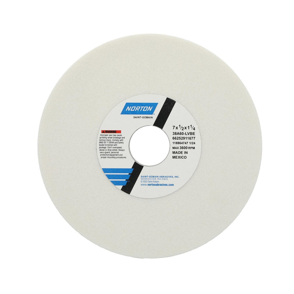 Norton 7 x 1/2 x 1-1/4 in Type 01 Toolroom Wheel 38A 60 L VBE