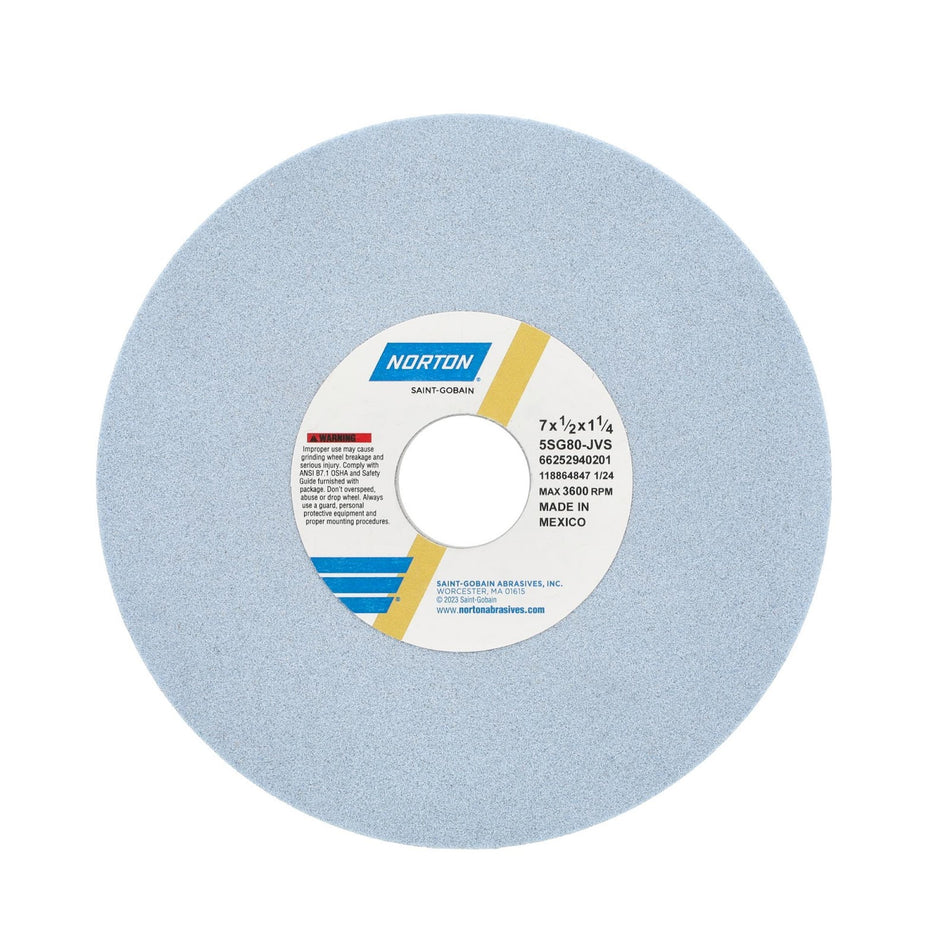 Norton 7 x 1/2 x 1-1/4 In. SG Toolroom Wheel >4 in 5SG 80 J VS Type 01