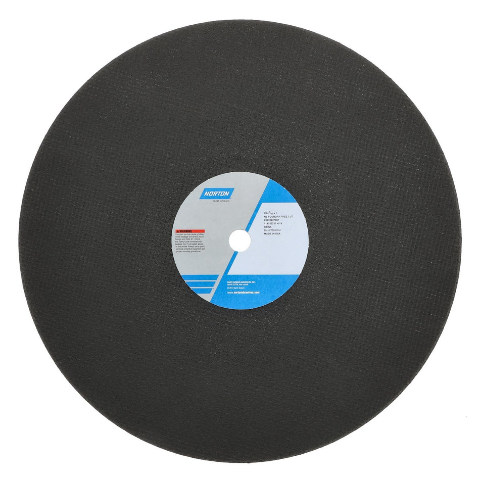 Norton 20 x 5/32 x 1 in NorZon Type 41 Reinforced Cut-Off Wheel ZA 24 Grit T B65N, 10-Pack