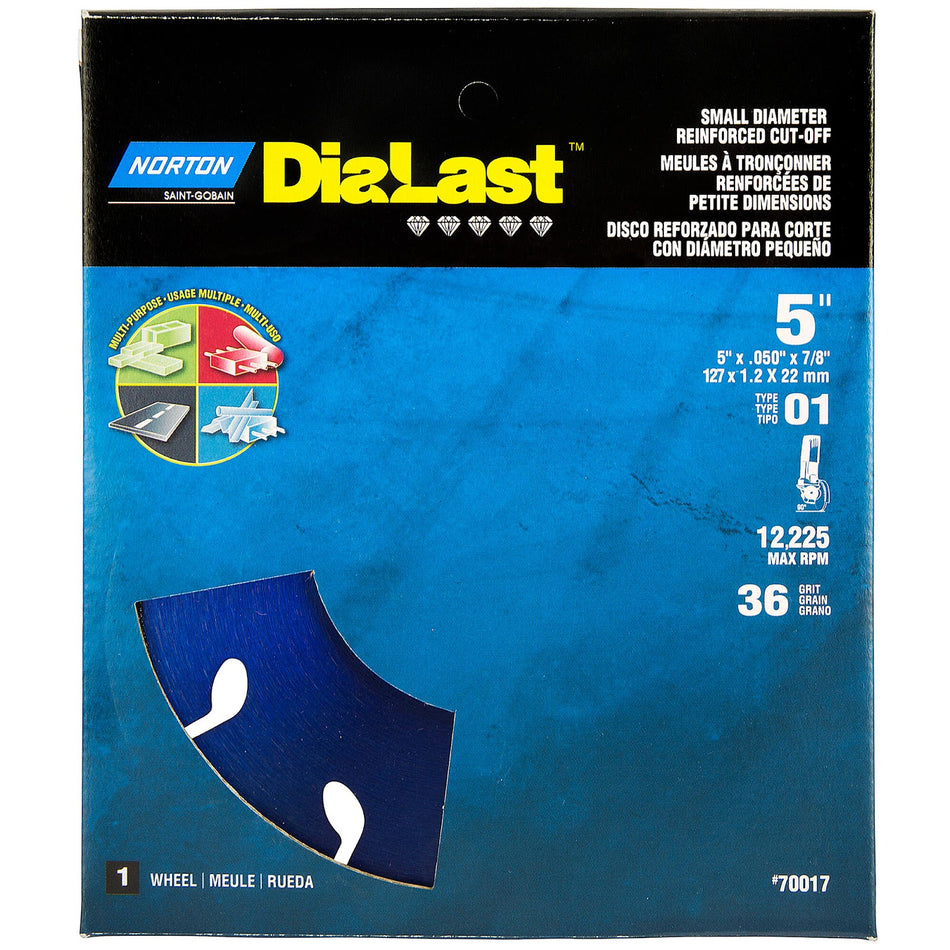 Norton 5 x 0.05 x 7/8 in DiaLast Type 41 Cut-Off Wheel Diamond 24 Grit T