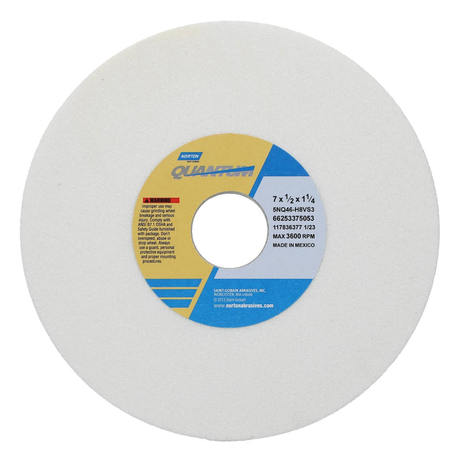 Norton 7 x 1/2 x 1-1/4 in Quantum Vitrium3 Type 01 Toolroom Wheel 5NQ 46 H V35