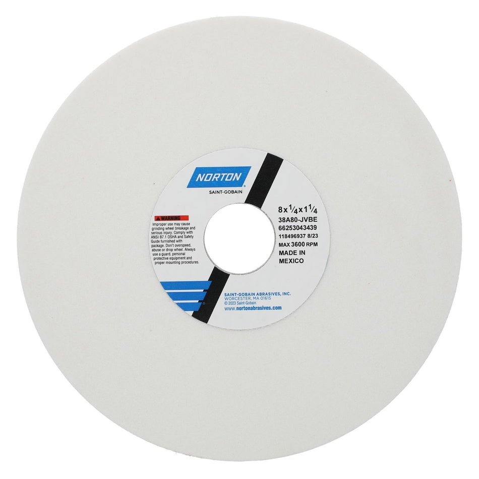 Norton 8 x 1/4 x 1-1/4 In. Toolroom Wheel >4 in 8W10A 80 J VBE Type 01