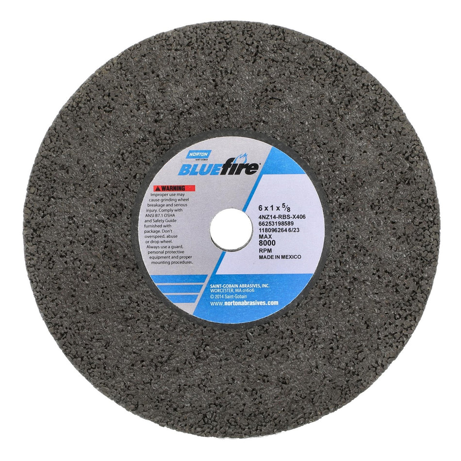 Norton 6 x 1 x 5/8 in BlueFire Type 01 Portable Snagging Wheel 4NV 14 R BS