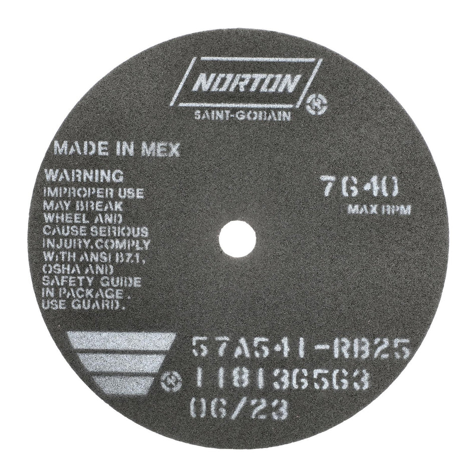 Norton 6 x 1/16 x 1/2 in B25 Type 41 Non-Reinforced Cut-Off Wheel AO 54 Grit R B25, 25-Pack
