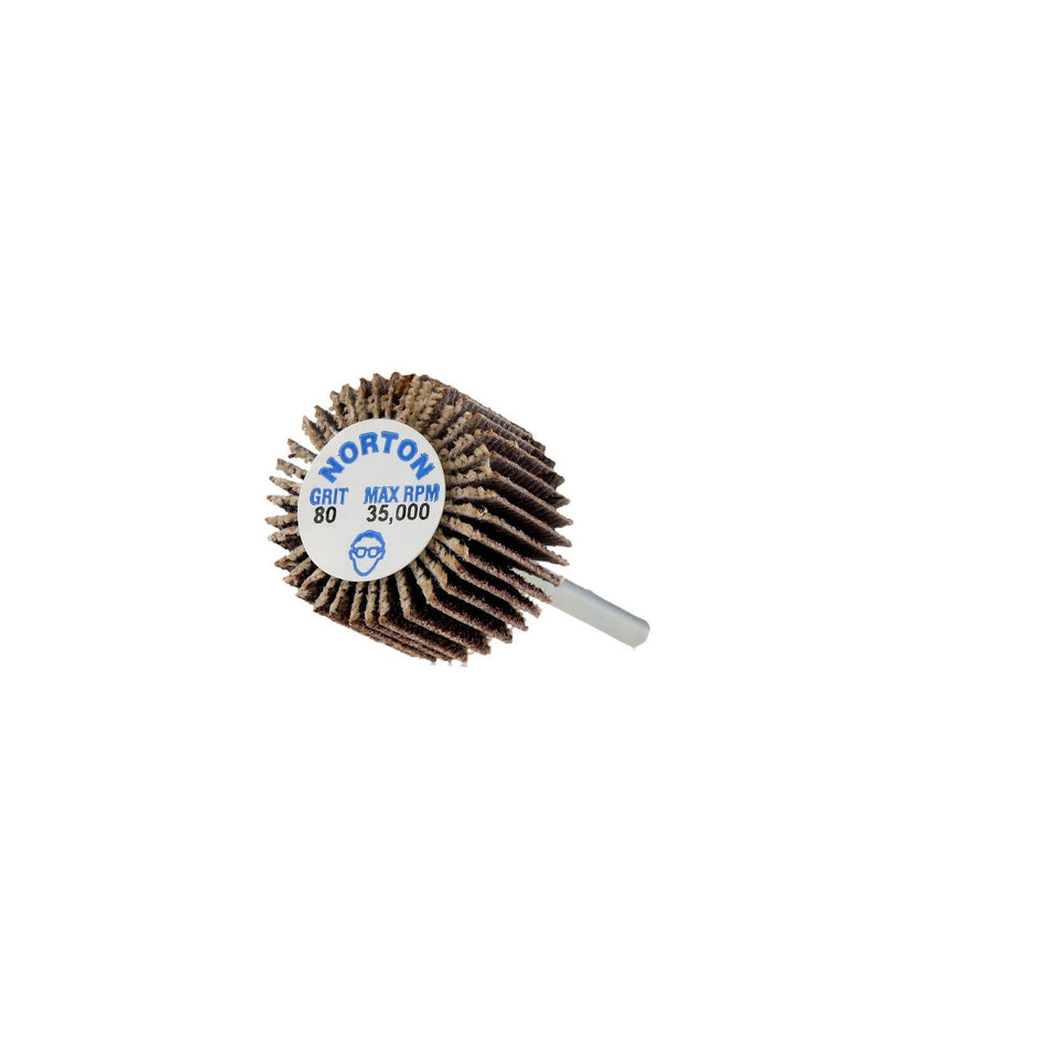Norton 3/4 x 1/2 in Merit Spindle Flap Wheel P80 Grit R369 Aluminum Oxide, 10-Pack