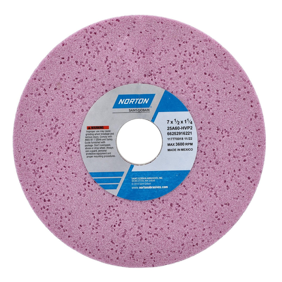 Norton 7 x 1/2 x 1-1/4 in Type 01 Toolroom Wheel 25A 60 H VP2