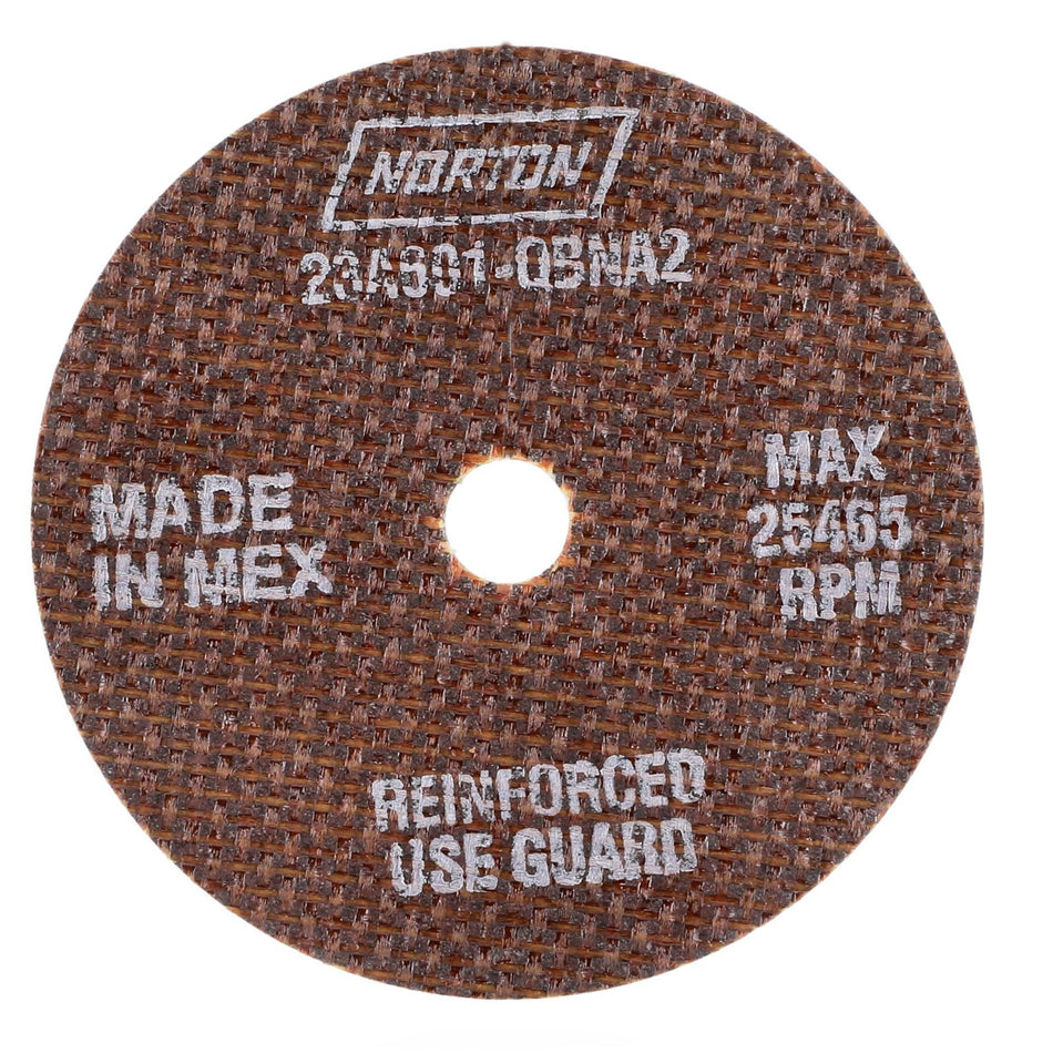 Norton 3 x 0.035 x 3/8 in OBNA2 Type 41 Reinforced Cut-Off Wheel AO 60 Grit Q BNA2, 25-Pack
