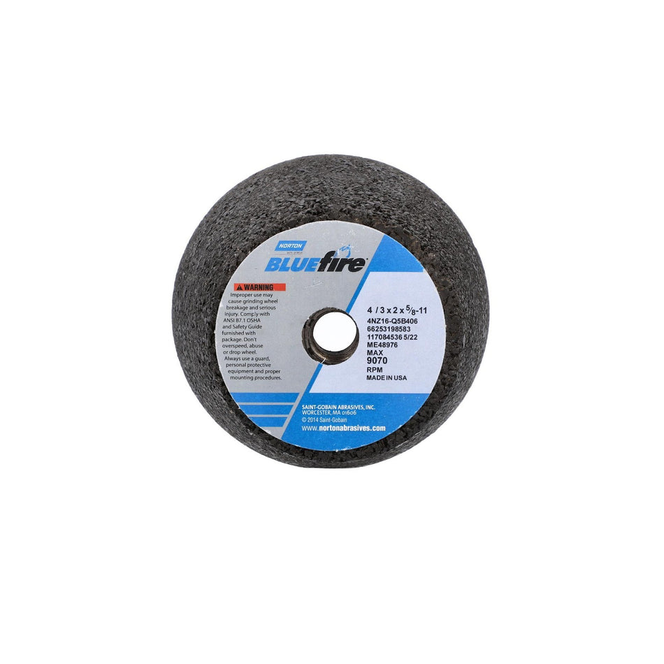 Norton 4 x 2 x 5/8 x 3/4 in BlueFire Type 11 Portable Snagging Wheel 4NV 16 Q B, 10-Pack