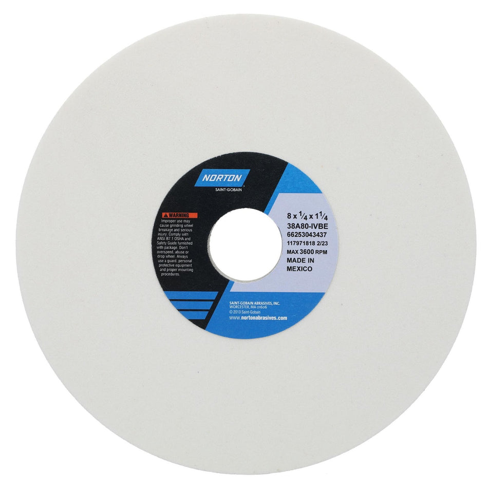 Norton 8 x 1/4 x 1-1/4 in Type 01 Toolroom Wheel 38A 80 I VBE