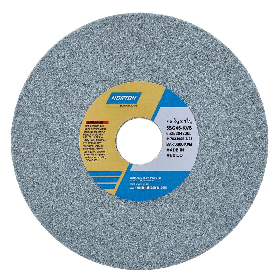 Norton 7 x 3/4 x 1-1/4 in SG Type 01 Toolroom Wheel 5SG 46 K VS
