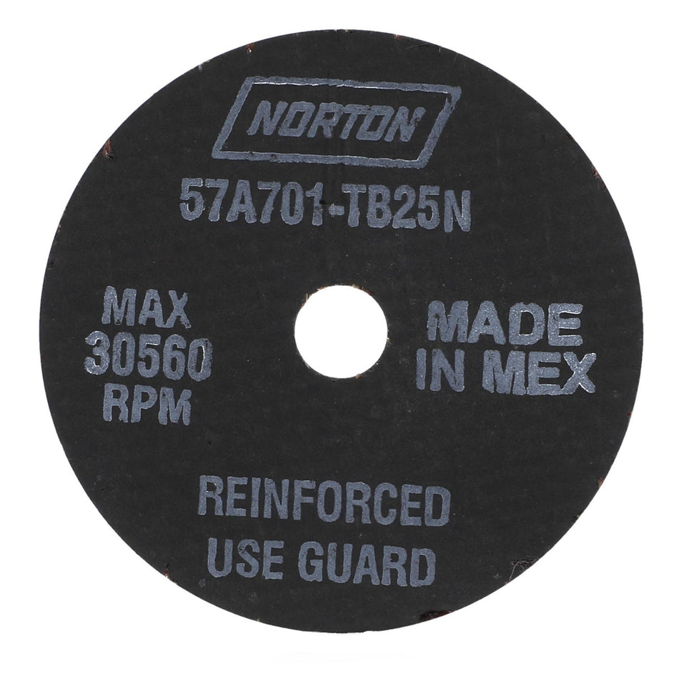 Norton 2-1/2 x 1/16 x 3/8 in Type 01 Reinforced Cut-Off Wheel AO 70 Grit T B25N, 25-Pack