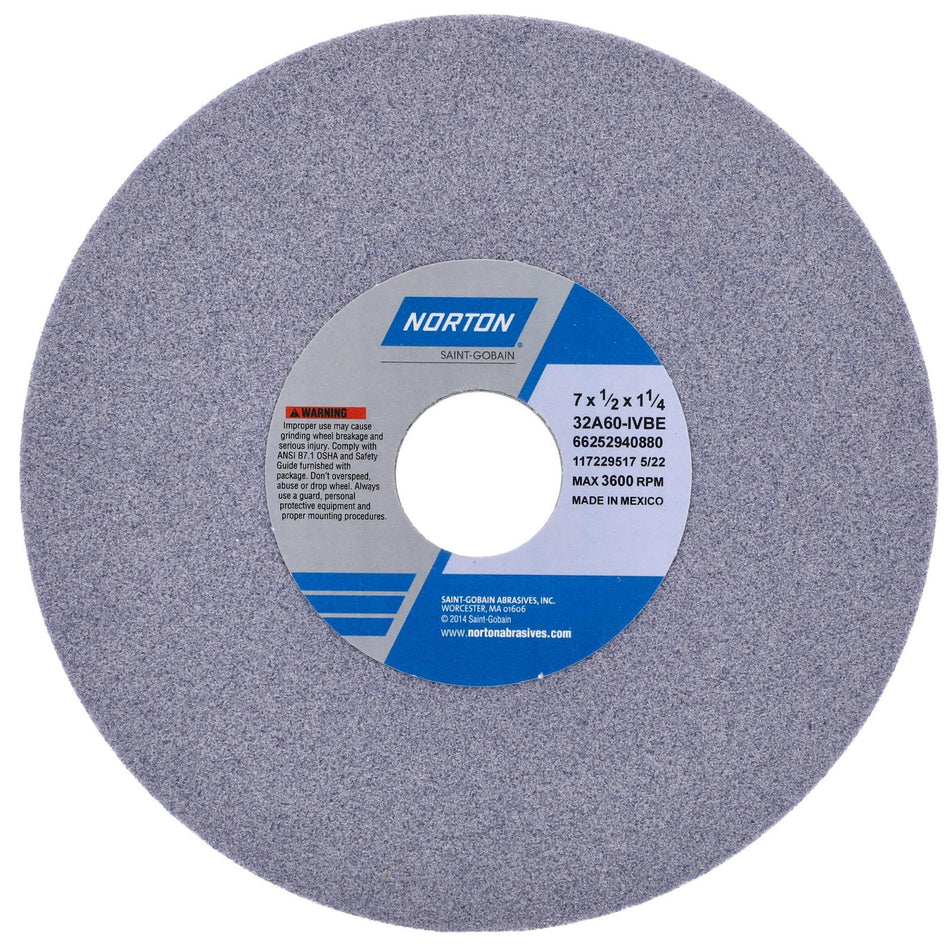 Norton 7 x 1/2 x 1-1/4 in Type 01 Toolroom Wheel 32A 60 I VBE