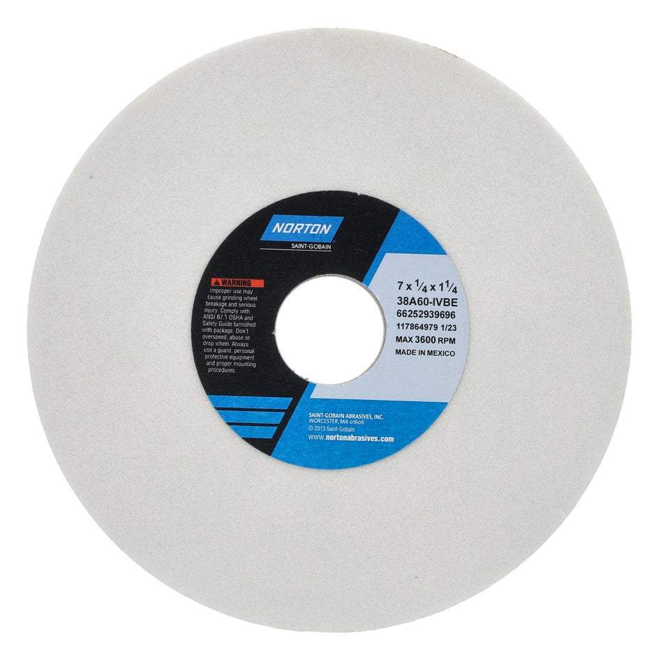 Norton 7 x 1/4 x 1-1/4 in Type 01 Toolroom Wheel 38A 60 I VBE