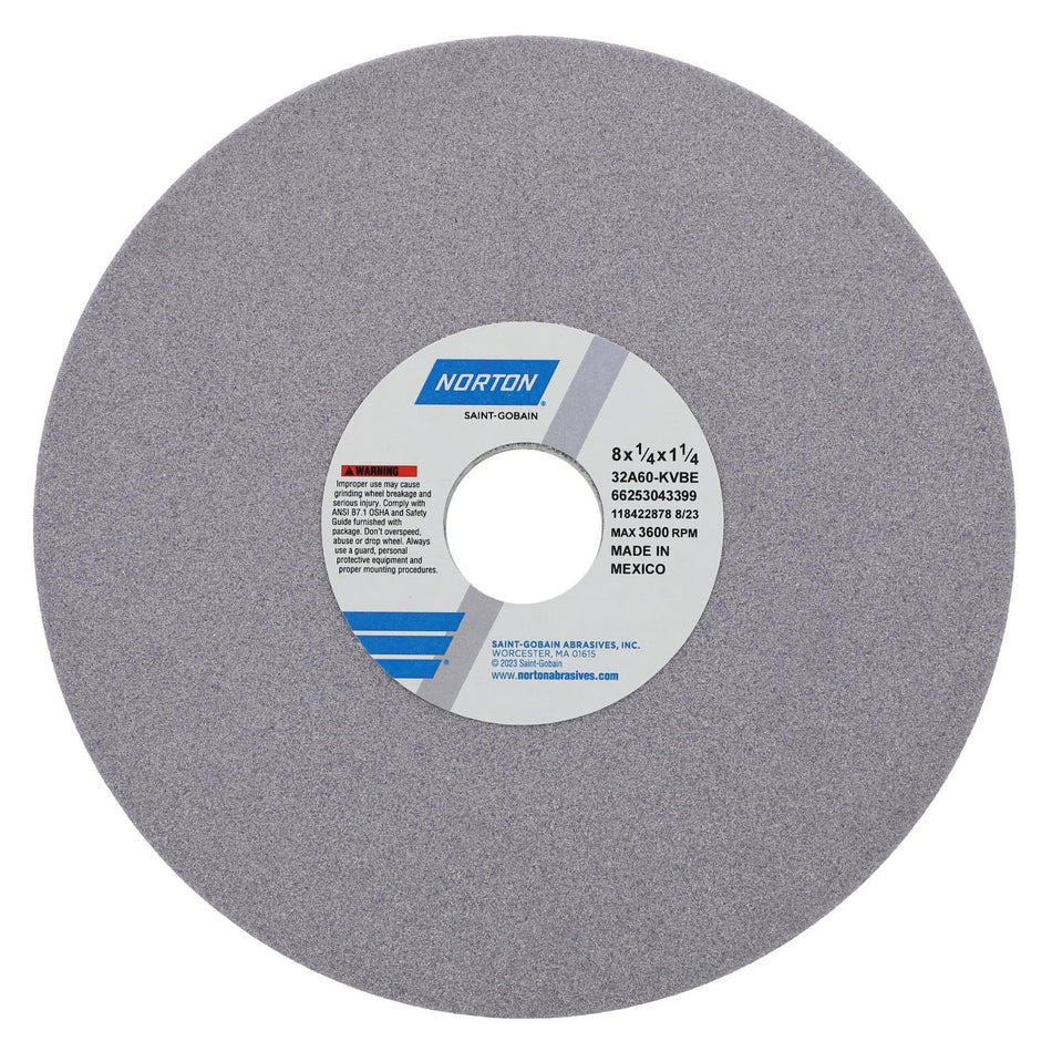 Norton 8 x 1/4 x 1-1/4 in Type 01 Toolroom Wheel 32A 60 K VBE