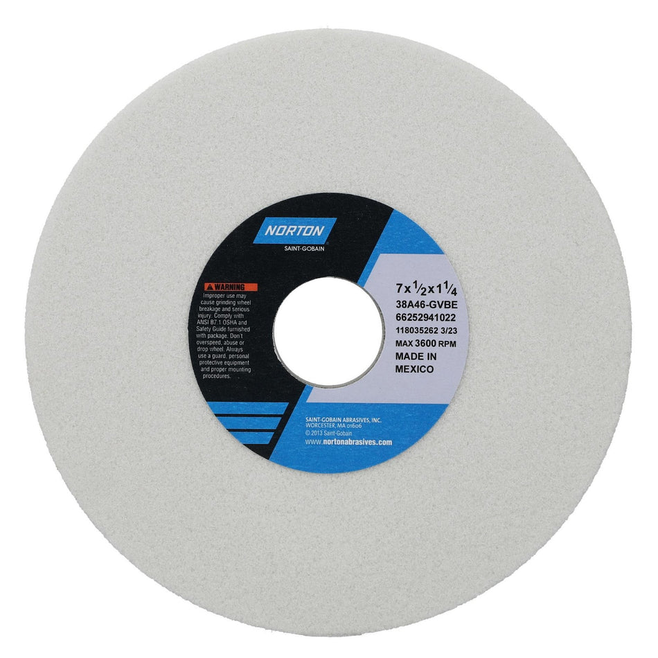 Norton 7 x 1/2 x 1-1/4 in Type 01 Toolroom Wheel 38A 46 G VBE