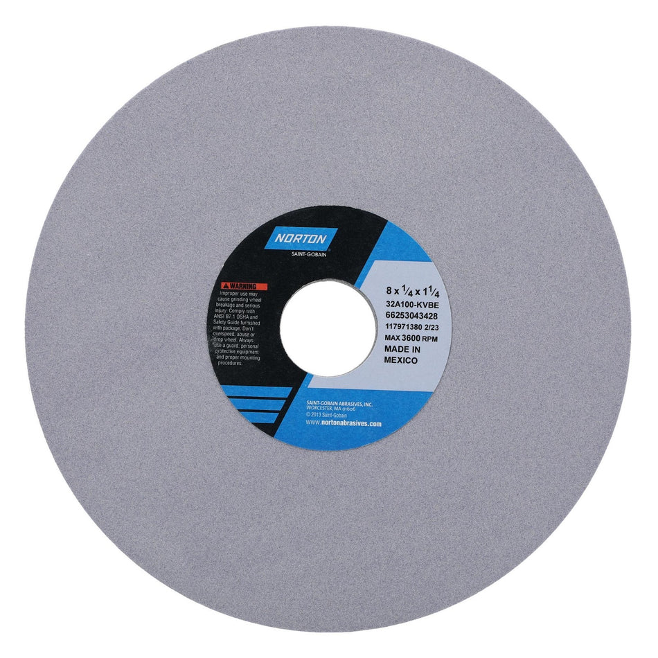 Norton 8 x 1/4 x 1-1/4 in Type 01 Toolroom Wheel 32A 100 K VBE