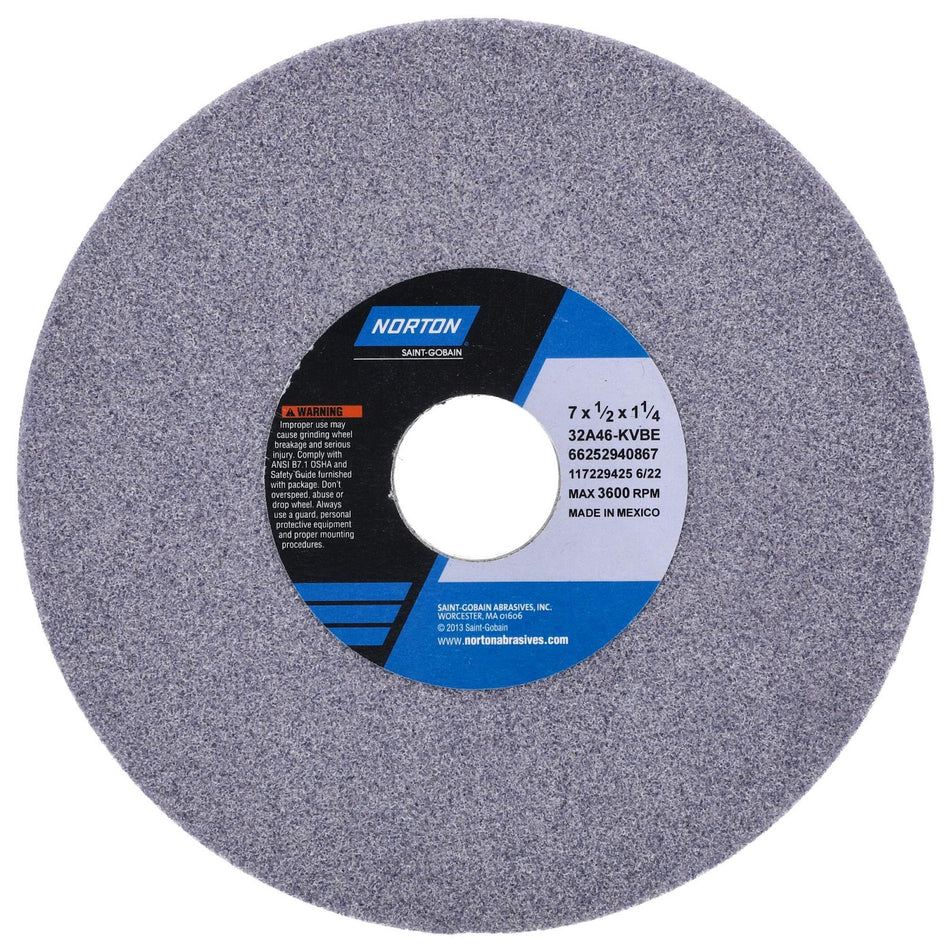 Norton 7 x 1/2 x 1-1/4 in Type 01 Toolroom Wheel 32A 46 K VBE