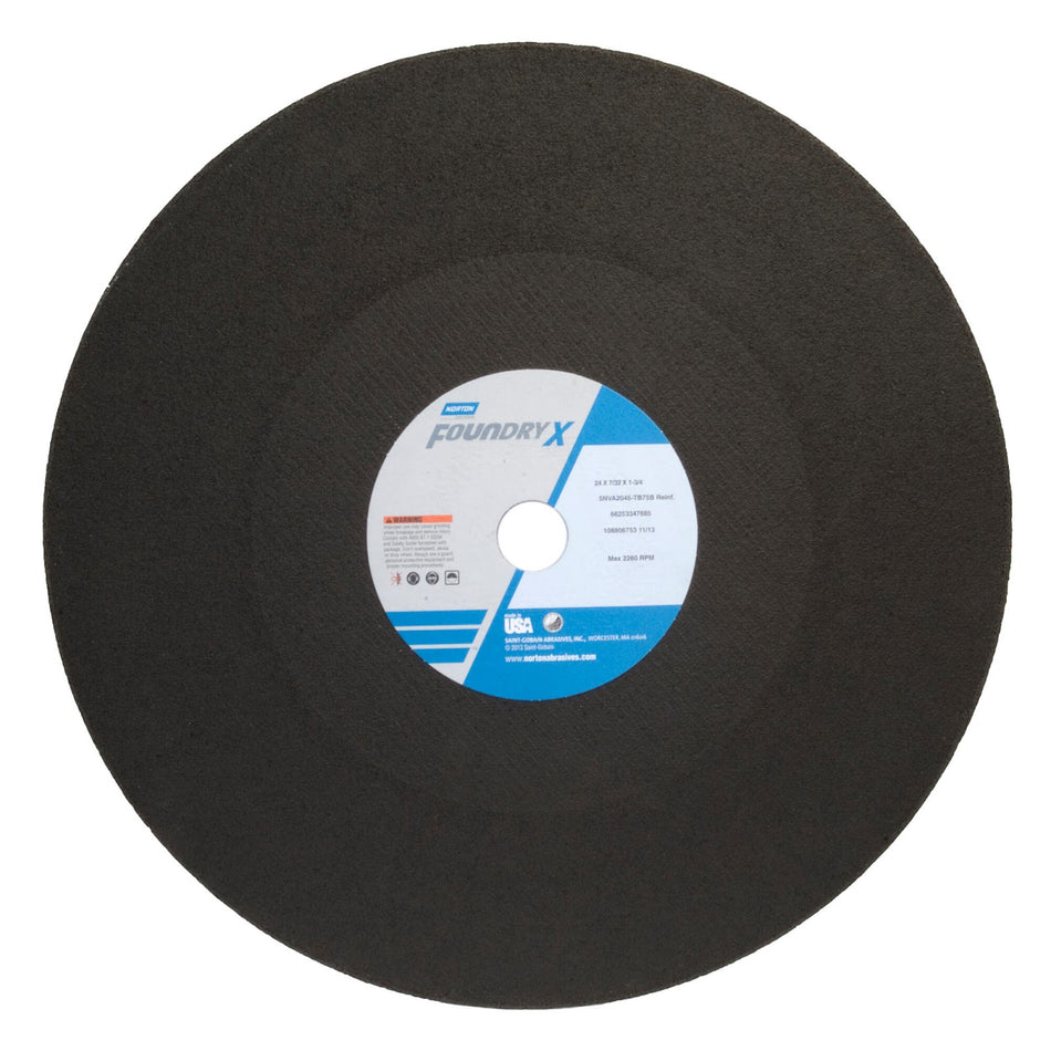 Norton 24 x 7/32 x 1-3/4 in Foundry X BlueFire Type 01 Reinforced Cut-Off Wheel ZA 20 Grit T B75B, 10-Pack