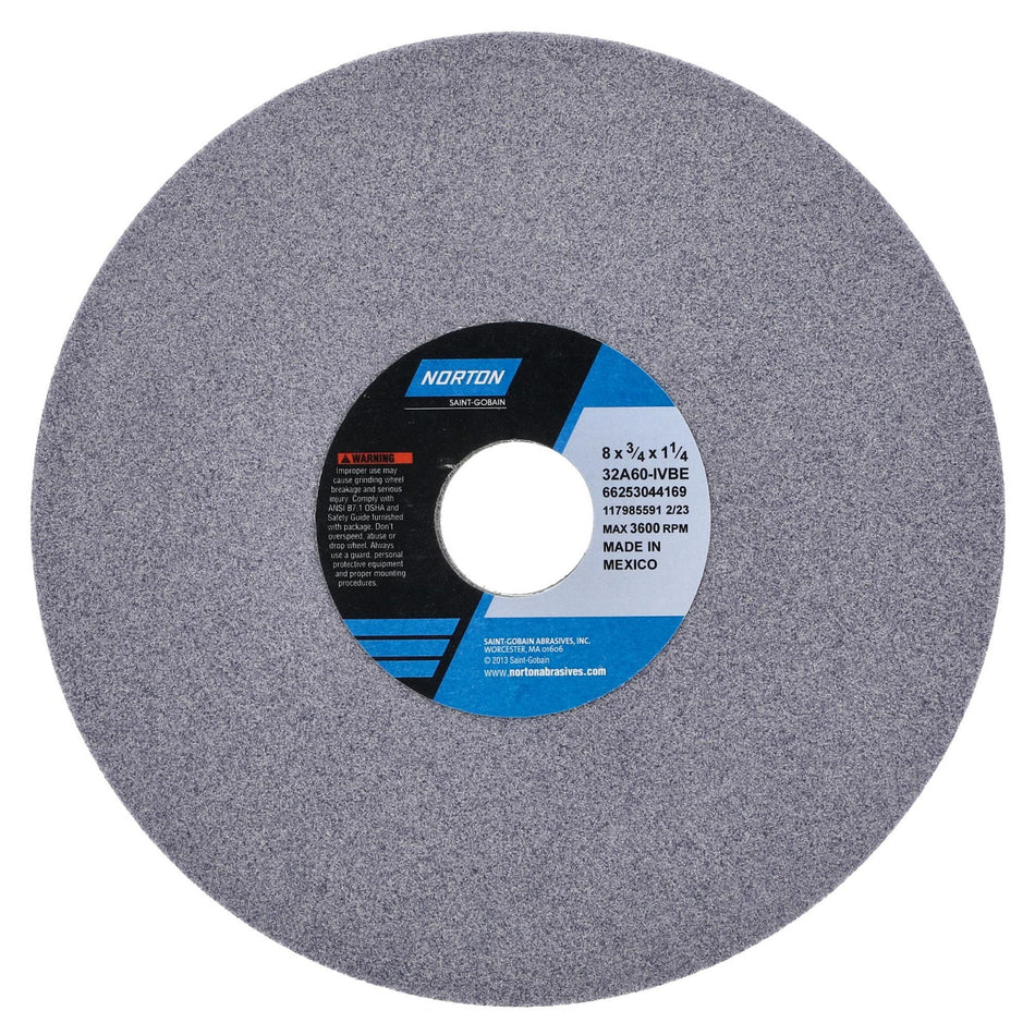 Norton 8 x 3/4 x 1-1/4 in Type 01 Toolroom Wheel 32A 60 I VBE